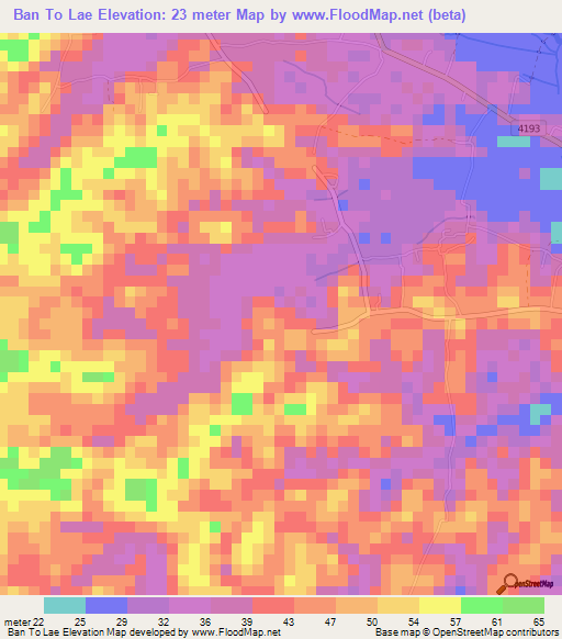 Ban To Lae,Thailand Elevation Map