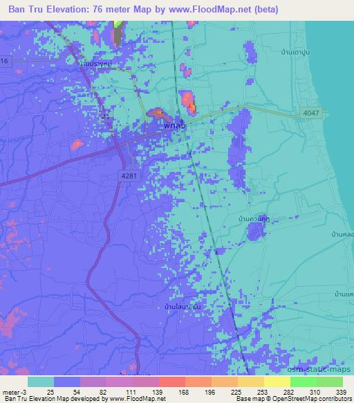 Ban Tru,Thailand Elevation Map