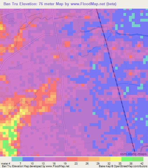 Ban Tru,Thailand Elevation Map