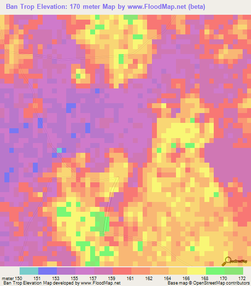 Ban Trop,Thailand Elevation Map