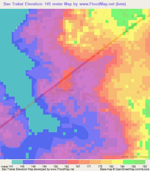 Ban Trakat,Thailand Elevation Map