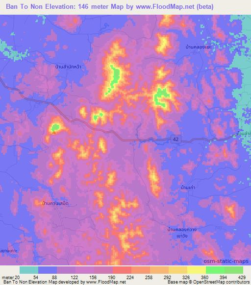 Ban To Non,Thailand Elevation Map