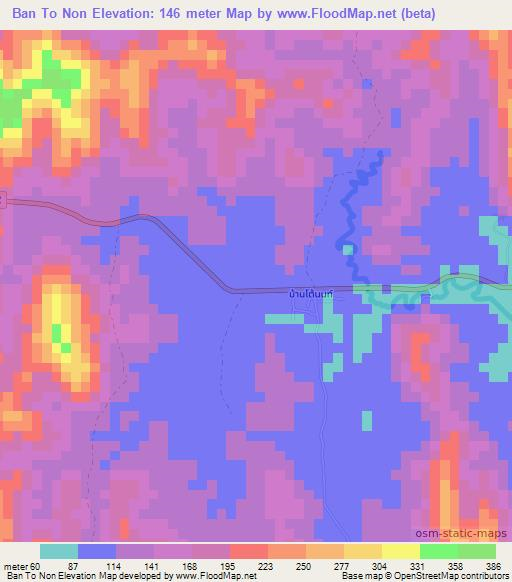 Ban To Non,Thailand Elevation Map