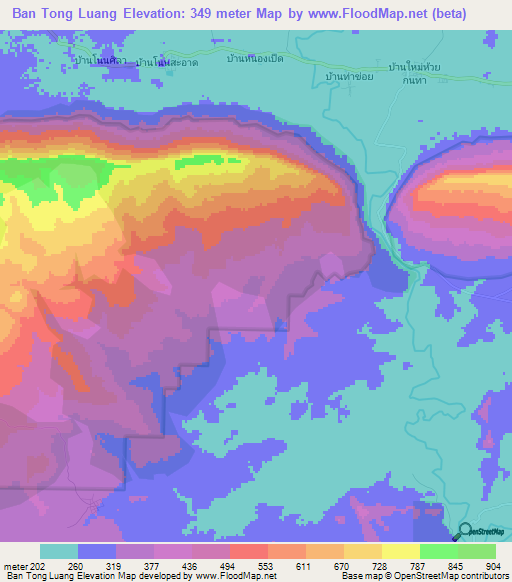 Ban Tong Luang,Thailand Elevation Map