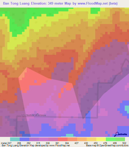 Ban Tong Luang,Thailand Elevation Map