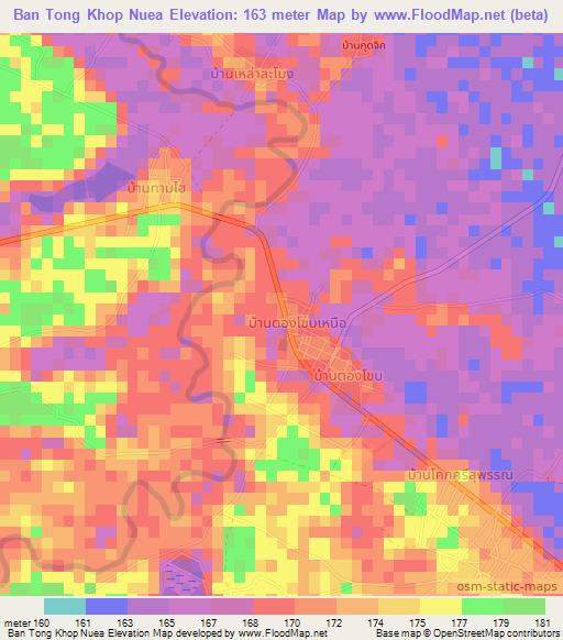 Ban Tong Khop Nuea,Thailand Elevation Map