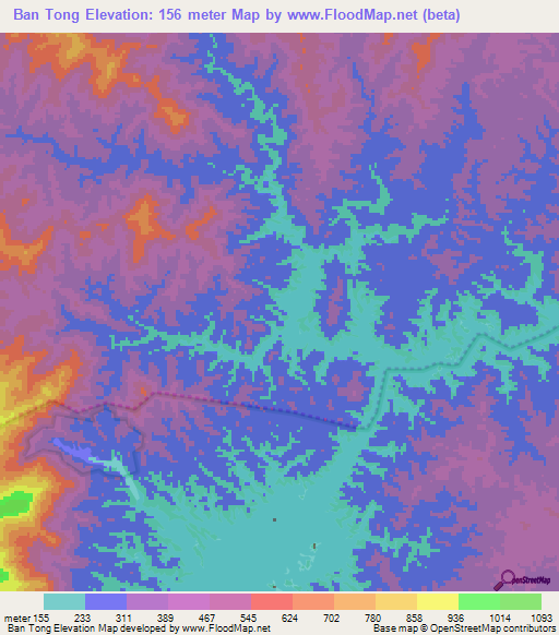 Ban Tong,Thailand Elevation Map