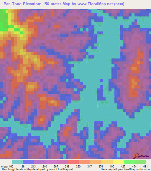 Ban Tong,Thailand Elevation Map