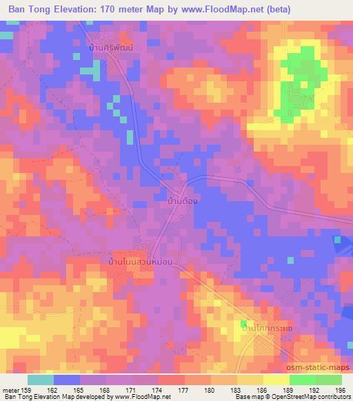Ban Tong,Thailand Elevation Map