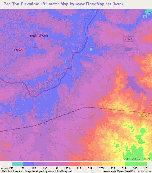 Ban Ton,Thailand Elevation Map