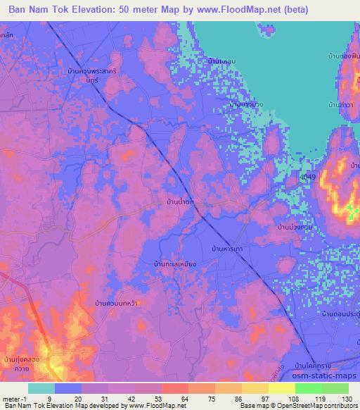 Ban Nam Tok,Thailand Elevation Map