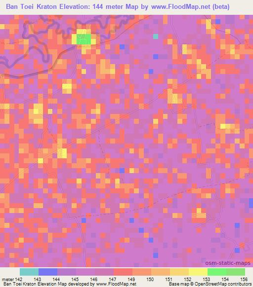 Ban Toei Kraton,Thailand Elevation Map