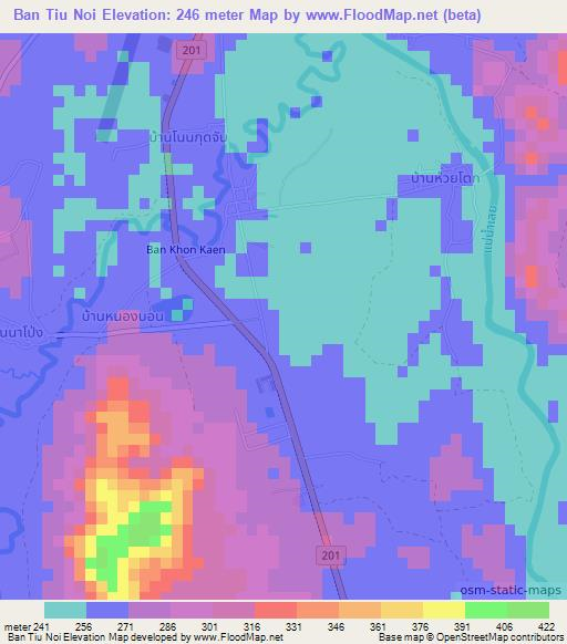 Ban Tiu Noi,Thailand Elevation Map