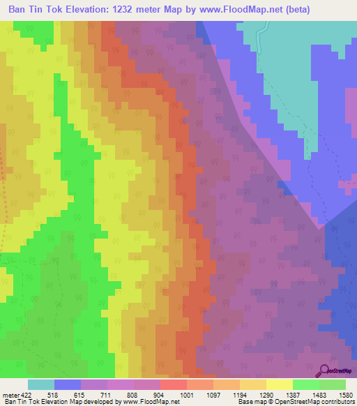 Ban Tin Tok,Thailand Elevation Map