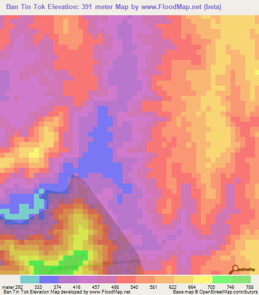 Ban Tin Tok,Thailand Elevation Map