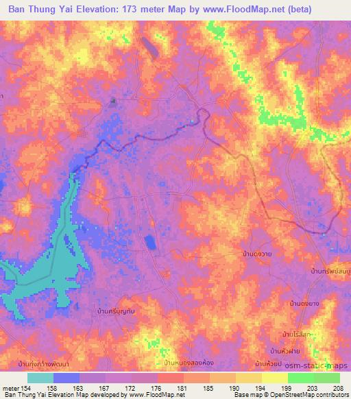 Ban Thung Yai,Thailand Elevation Map
