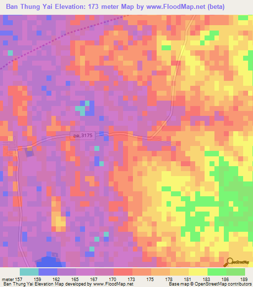 Ban Thung Yai,Thailand Elevation Map