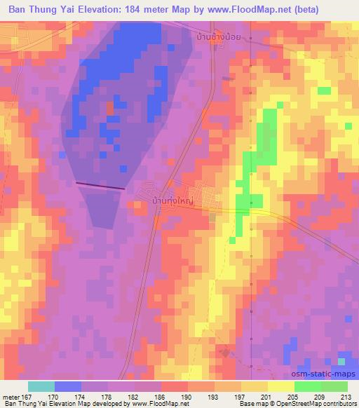 Ban Thung Yai,Thailand Elevation Map