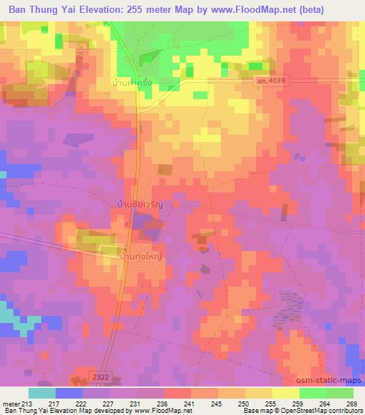 Ban Thung Yai,Thailand Elevation Map