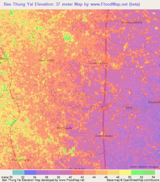 Ban Thung Yai,Thailand Elevation Map