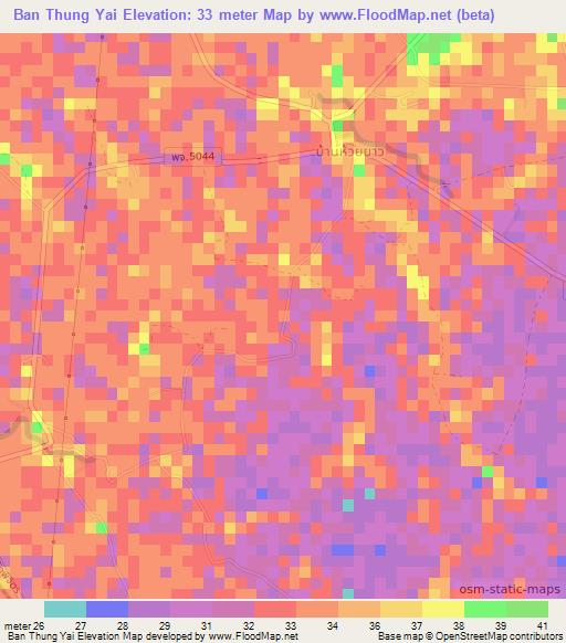 Ban Thung Yai,Thailand Elevation Map