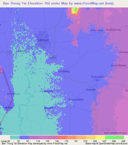 Ban Thung Yai,Thailand Elevation Map