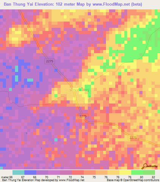 Ban Thung Yai,Thailand Elevation Map