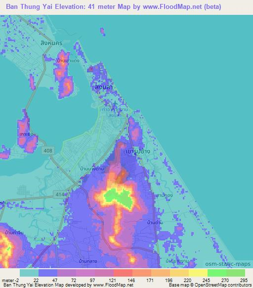 Ban Thung Yai,Thailand Elevation Map