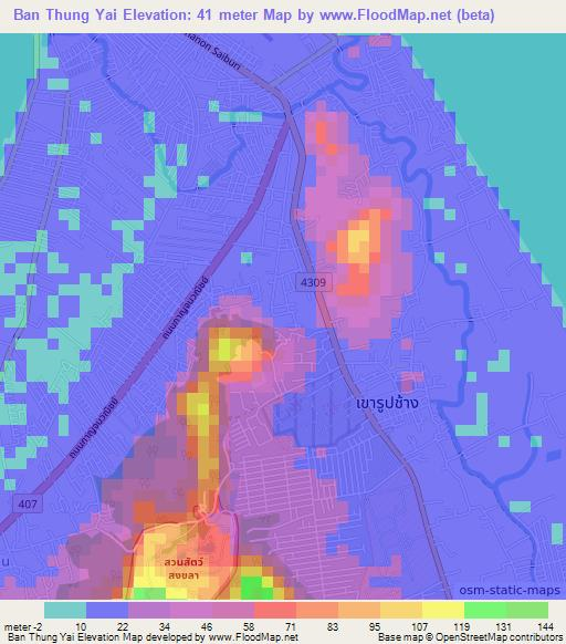 Ban Thung Yai,Thailand Elevation Map