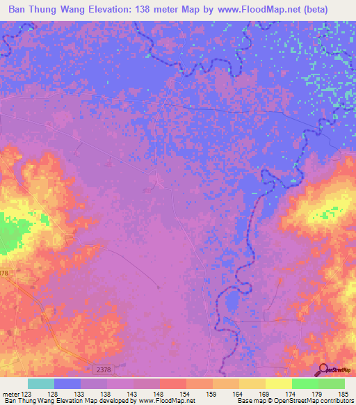 Ban Thung Wang,Thailand Elevation Map