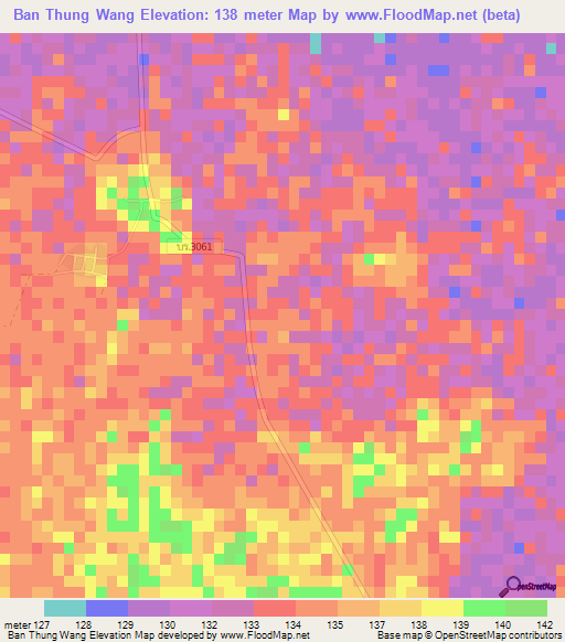 Ban Thung Wang,Thailand Elevation Map