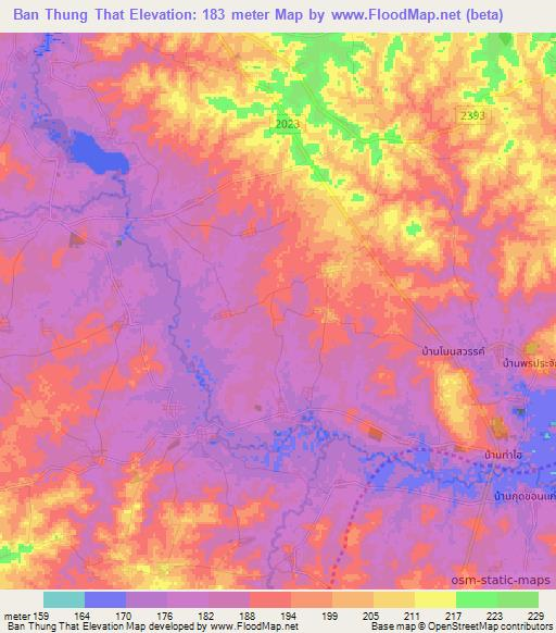 Ban Thung That,Thailand Elevation Map