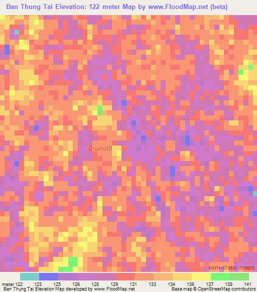 Ban Thung Tai,Thailand Elevation Map