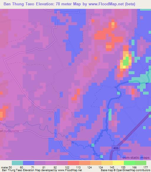 Ban Thung Taeo,Thailand Elevation Map