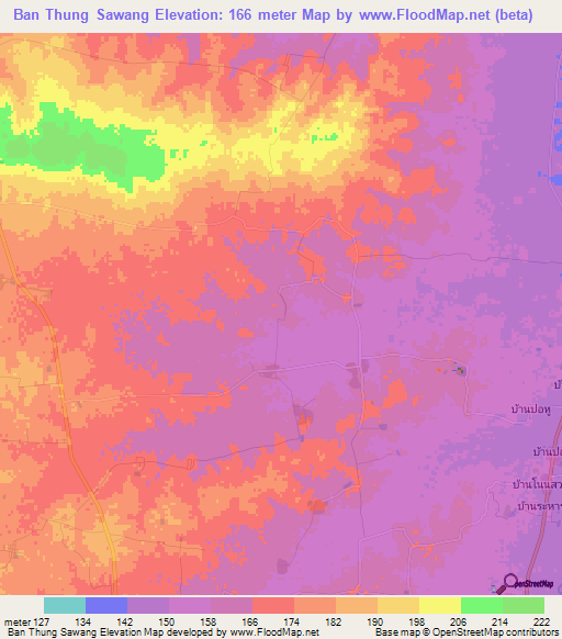 Ban Thung Sawang,Thailand Elevation Map