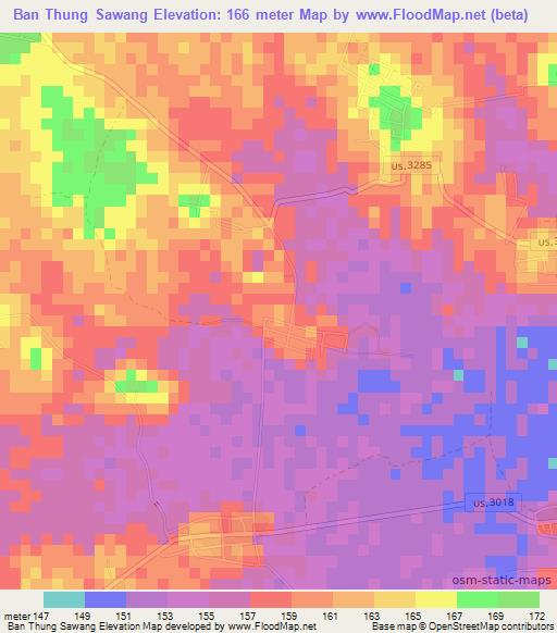 Ban Thung Sawang,Thailand Elevation Map