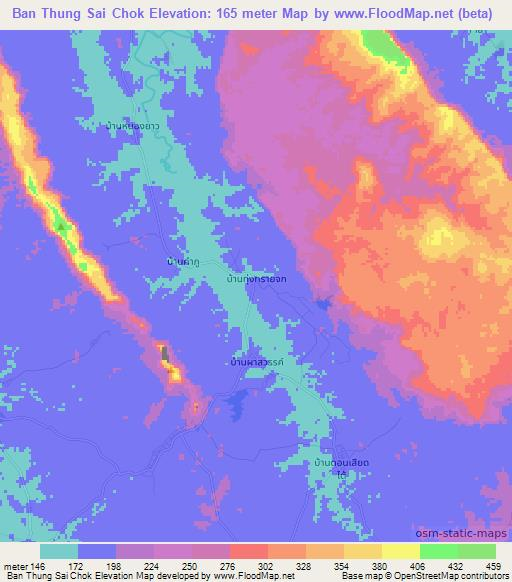 Ban Thung Sai Chok,Thailand Elevation Map