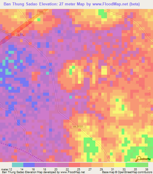 Ban Thung Sadao,Thailand Elevation Map