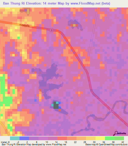 Ban Thung Ri,Thailand Elevation Map
