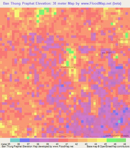 Ban Thung Praphat,Thailand Elevation Map