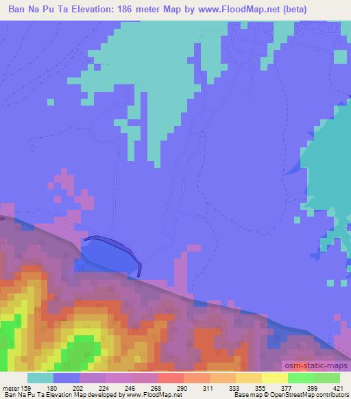 Ban Na Pu Ta,Thailand Elevation Map