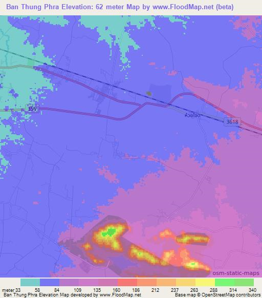 Ban Thung Phra,Thailand Elevation Map