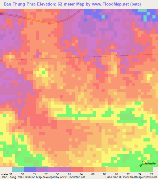 Ban Thung Phra,Thailand Elevation Map