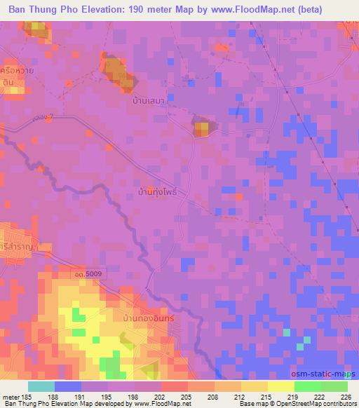 Ban Thung Pho,Thailand Elevation Map
