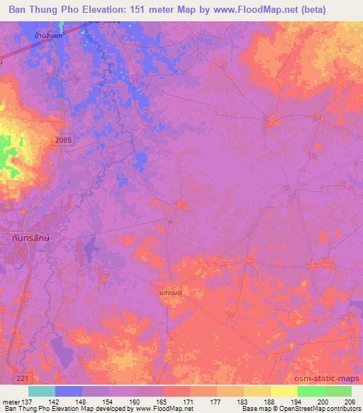 Ban Thung Pho,Thailand Elevation Map