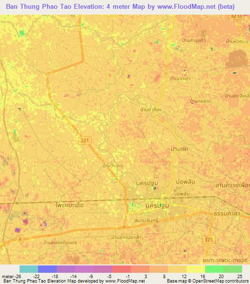 Ban Thung Phao Tao,Thailand Elevation Map