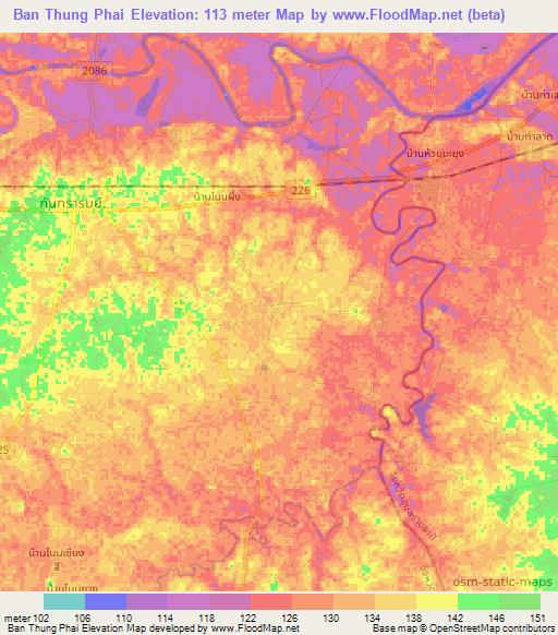 Ban Thung Phai,Thailand Elevation Map