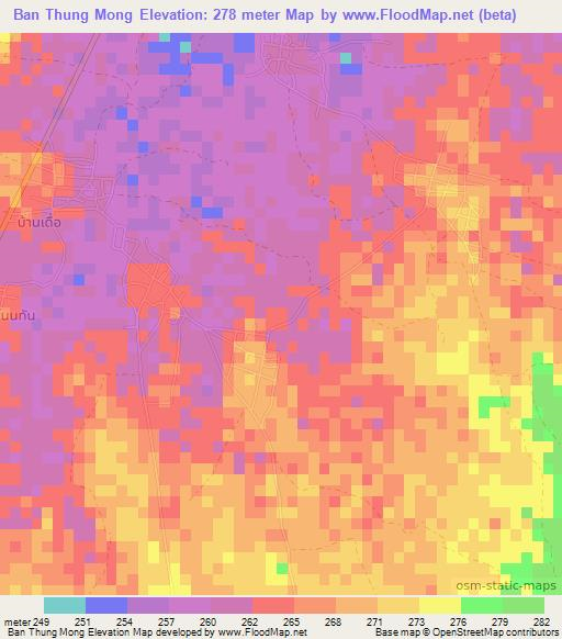 Ban Thung Mong,Thailand Elevation Map