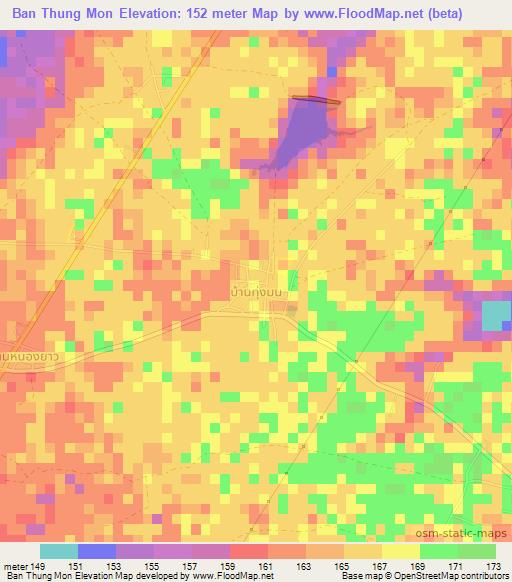 Ban Thung Mon,Thailand Elevation Map