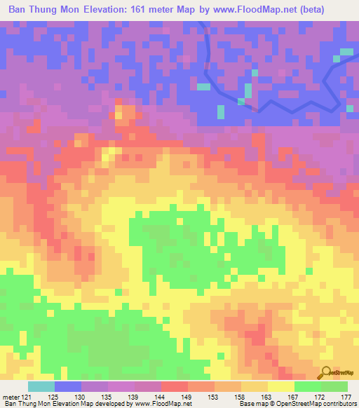 Ban Thung Mon,Thailand Elevation Map